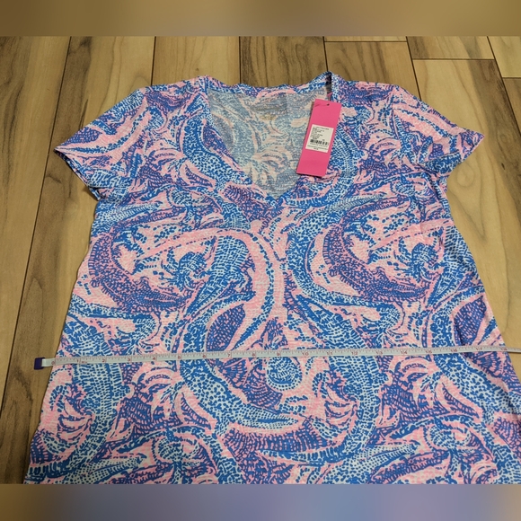 NWT! Lilly Pulitzer Etta Top Coastal Blue Maybe Gator Size XS - Picture 7 of 11